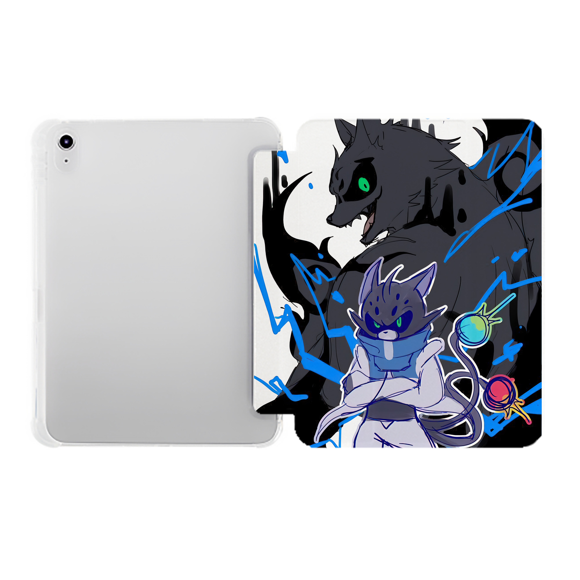 （画像用） 妖怪ウォッチ Yo-kai Watch IPad ケース ペン収納付き 三つ折りスタンド PUレザー×シリコン 対応機種9.5/10.5/10.9インチ